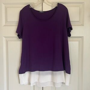 SSOULM Purple Scoop Neck Flare Top, Size XL
